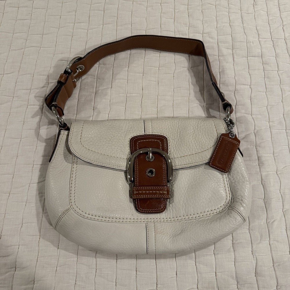 Vintage COACH White/Brown Y2K Hampton SoHo Bag